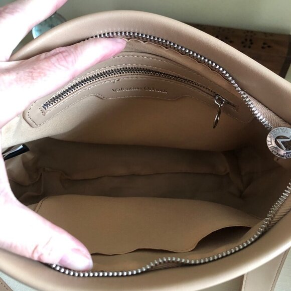 NEW VALENTINO Orlandi Vegan Leather Shoulder Crossbody Bag with Wallet Taupe - Picture 9 of 13